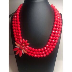 2568 Sugarfix Dramatic statement pink faceted beaded necklace 20"